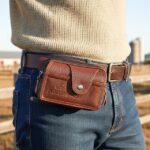 Men's Leather Belt Bag Wallet – Genuine Leather, Black
