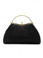 Women's Gold Pleated Evening Handbag with - Image 13