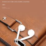 Men's Brown Faux Leather Messenger Bag with Multiple - Image 2