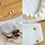 Women's Vintage Pearl Handle Lace Clutch - Elegant Evening - Image 7