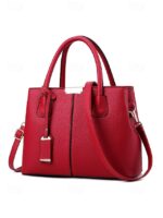 Women's Faux Leather Handbag with Adjustable Strap, - Image 12