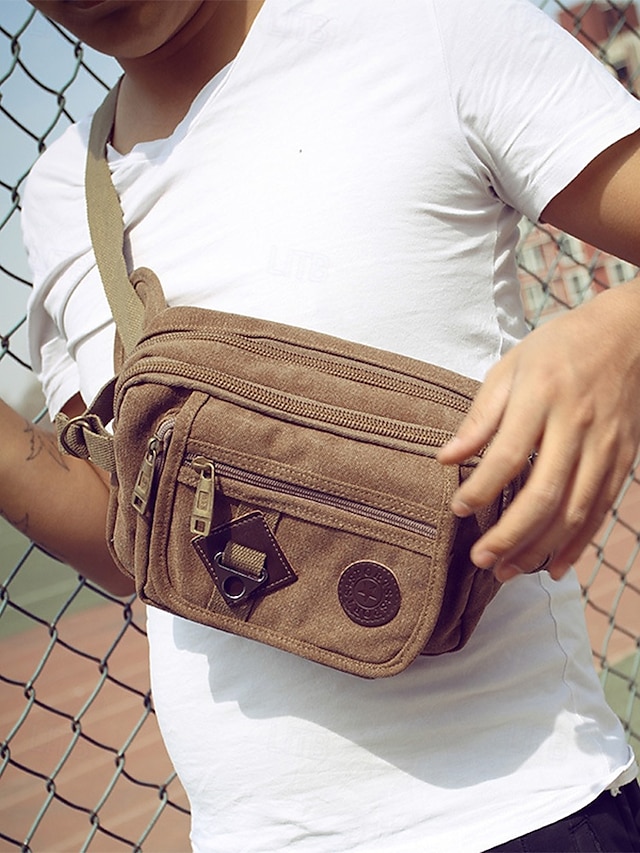 lyenpr1737369685248 Men's Durable Canvas Crossbody Bag with Multiple Pockets - Image 1