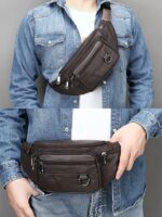 Men's Vintage Leather Sling Bag Fanny pack– Crossbody - Image 11