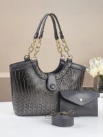Women's 2-Piece Faux Leather Crocodile Tote Bag Set – - Image 11