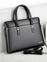 Men's Faux Leather Business Briefcase with Detachable