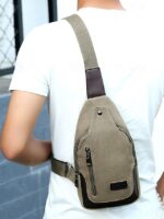 Men's Canvas Sling Bag - Durable Crossbody Shoulder