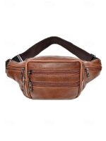 Men's Genuine Leather Waist Bag – Multi-Pocket Crossbody - Image 4