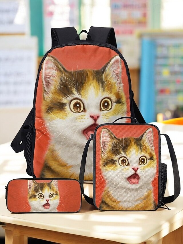 nxrqhh1748429094147 Kids cute cat theme three-piece backpack set, Including - Image 1