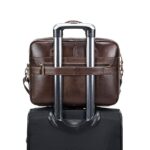 Premium Brown Leather Briefcase - Elegant Business Laptop Bag - Image 3