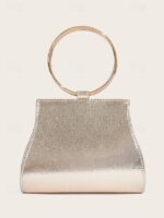 5PCS Elegant Crystal Evening Clutch with Gold Ring Handle – - Image 4