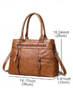 Women's Large Faux Leather Shoulder Tote Bag with Multiple - Image 13
