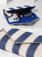 Women's Striped Woven Envelope Clutch - With chain, can be - Image 9