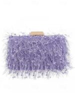 Women's Chic Feathered Evening Clutch with Chain Strap, - Image 14