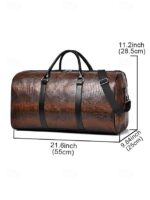 Men's Crocodile Pattern Faux Leather Weekender Bag with - Image 11