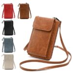 Women's Vintage Faux Leather Crossbody Wallet with Zipper,