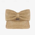 Women's Boho Chic Straw Clutch with Large Bow Detail - - Image 5