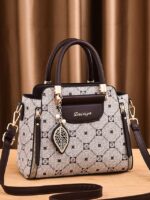 Elegant Women's Faux Leather Handbag with Red Accents and - Image 10