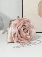 Women's Rose Flower Evening Clutch – Elegant Satin Purse - Image 4