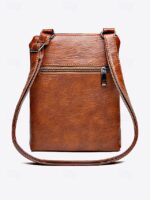 Women's Faux Leather Crossbody Bag with Multiple Zipper - Image 6