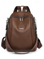 Women's Brown Faux Leather Mini Backpack – - Image 3