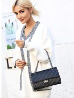 Women's 3-Piece Brown Woven Faux Leather Handbag Set – - Image 4