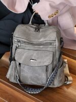 Women's Faux Leather Convertible Backpack Purse – Vintage - Image 14