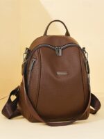 Women's Brown Faux Leather Mini Backpack – - Image 13