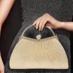 Women's Gold Pleated Evening Handbag with