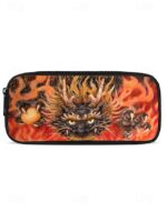 Men's 3-Piece Dragon Backpack Set with Flame Print - - Image 12