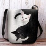 Yin Yang Cat Design Crossbody Bag - Artistic Black and White Cat - Image 8