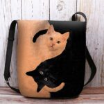 Yin Yang Cat Design Crossbody Bag - Artistic Black and White Cat - Image 9