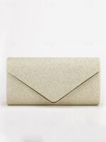 Women's Gold Glitter Envelope Clutch with Chain Strap – - Image 2