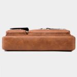 Men's Brown Faux Leather Messenger Bag with Multiple - Image 14