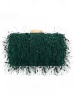 Women's Chic Feathered Evening Clutch with Chain Strap, - Image 15