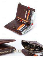 Men's RFID Blocking Cowhide Leather Bifold Wallet with - Image 11