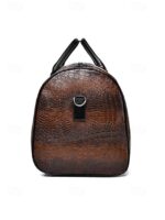 Men's Crocodile Pattern Faux Leather Weekender Bag with - Image 6