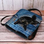 Cute Black Cat Denim Print Crossbody Bag – Casual Women's - Image 7