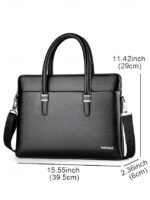 Men's Faux Leather Business Briefcase with Detachable - Image 9