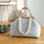 Women's Vintage Pearl Handle Lace Clutch - Elegant Evening - Image 6