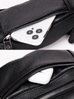 Men's Genuine Leather Fanny Pack - Large Capacity, Black - Image 11