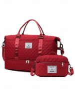 Women's Polyester Quilted Duffel Bag Set, Multiple Colors, - Image 19