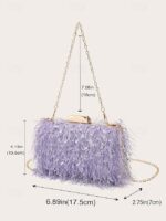 Women's Chic Feathered Evening Clutch with Chain Strap, - Image 8