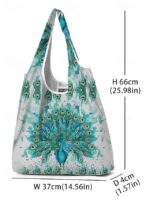 Women's Peacock Print Folding Tote Bag - Large Capacity - Image 7