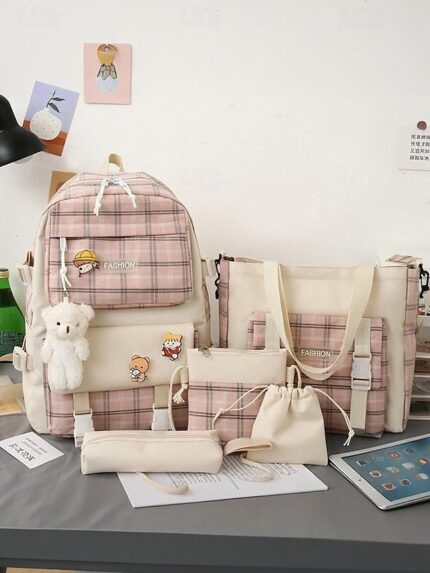 Girls 5-piece school backpack set with messenger bag, Pencil