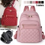 Women's Beige Quilted Backpack with Gold Studs – Stylish