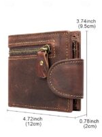 Men's Vintage Brown Leather Wallet with Zipper Pocket and - Image 7