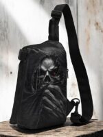 Men's Gothic Skull Crossbody Bag – Multi-Pocket Large - Image 3