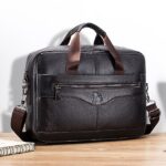 Premium Brown Leather Briefcase - Elegant Business Laptop Bag - Image 16