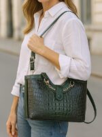 Women's 2-Piece Faux Leather Crocodile Tote Bag Set – - Image 2