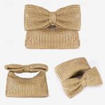 Women's Boho Chic Straw Clutch with Large Bow Detail - - Image 8